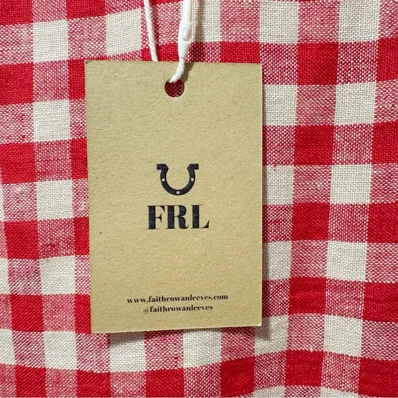 Faith Rowan Leeves Luna Sleeveless Dress Red Gingham Linen Size XXL Pockets NWT - Picture 7 of 16